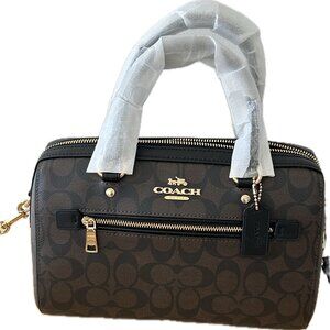 New Coach F83607 Signature Rowan Satchel Handbag - Brown/Black